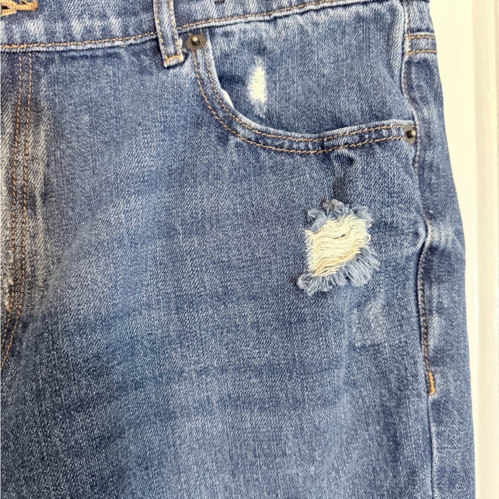 Express Distressed  Raw Hem sz12 straight ankle High Rise Blue Jeans - Picture 6 of 11